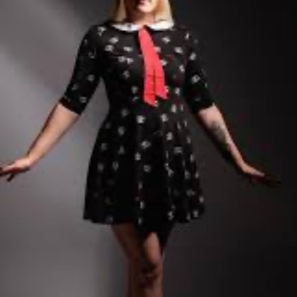 Unique Vintage Black Dress with Red Bow and Panda  Patterns 🐼 NWT - Picture 6 of 11